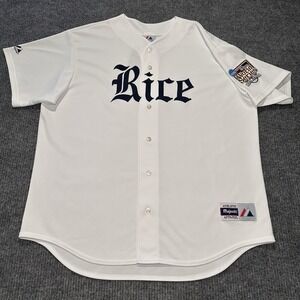 Vintage RICE OWLS University Baseball World Series JERSEY Size 2XL Majestic Rare